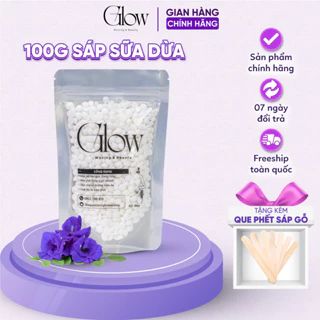 Sáp Wax Lông Nóng Sữa Dừa Cao Cấp Túi 100gr GLOW WAXING Siêu Bám Lông Chuyên Dùng Cho Da Nhạy Cảm Tặng Que CHE TÊN SP