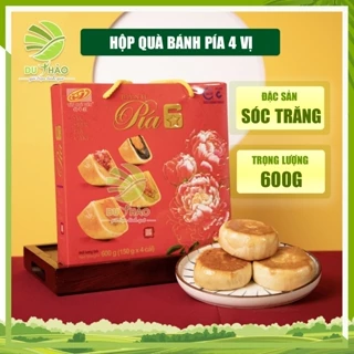 Hộp quà bánh pía 4 vị khác nhau 6 sao Tân Huê Viên, quà tặng bánh pía 4 vị khác nhau