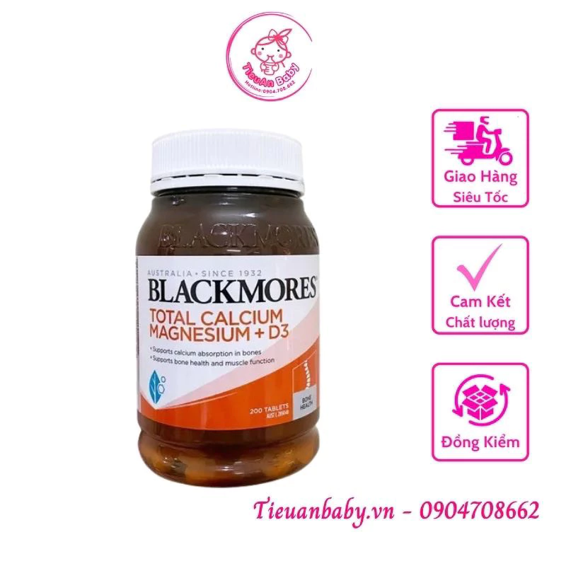 [2025][tem chemist]Viên uống bổ sung Calcium & Magnesium + D3 Blackmores 200v chuẩn úc