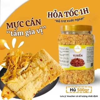 1kg Mực Cán Tẩm Gia Vị Vị Biển, Khô Mực 1 Nắng ĂN Liền Hủ Pet 250gr Dai Ngon Chuẩn Vị