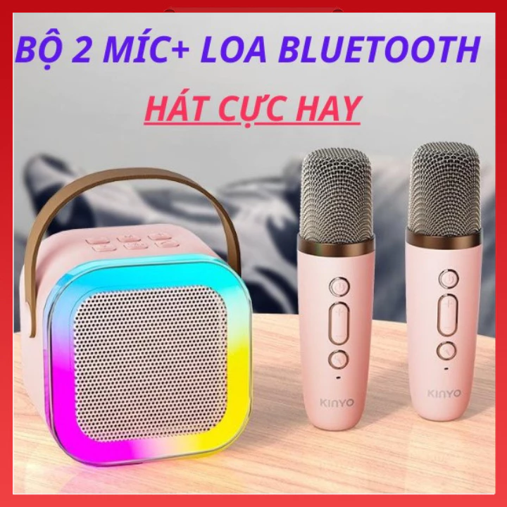 Loa Bluetooth Karaoke K12 MiNi ,D1Siêu Hay, Kèm 2 Micro Mini, Chất Âm Hoàn Hảo, Mic Hút Âm, Nâng Tone, Bảo Hành 12 Tháng