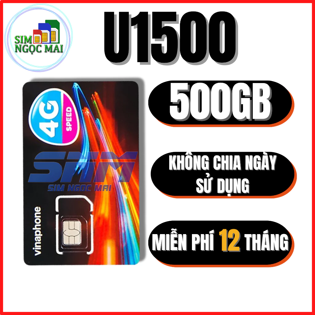 Sim 4G Vinaphone VD149 , 12D159V - D500 - 12BIG50Y - U1500 - Miễn Phí 500Gb - Trọn Gói 12 Tháng - Sim Ngọc Mai