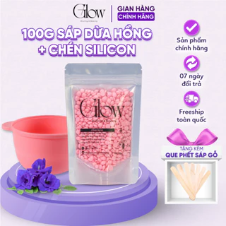 Combo Chén Silicone Nấu Sáp Wax Lông GLOW WAXING + 100gr Sáp Dừa Hồng Siêu Bám Lông Tặng Que CHE TÊN SẢN PHẨM