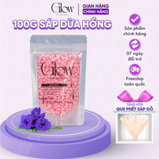 Sáp Wax Lông Sữa Dừa Màu Hồng Túi 100gr GLOW WAXING Cao Cấp, Siêu Bám Lông Dành Cho Da Nhạy Cảm Tặng Que CHE TÊN