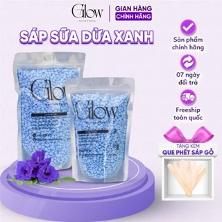 Sáp Wax Lông Sữa Dừa Màu Xanh GLOW WAXING Cao Cấp Bám Lông Tốt Chuyên Dùng Wax Nách, Bikini Tặng Que CHE TÊN SẢN PHẨM