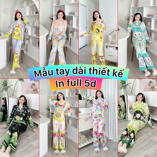 ẢNH THẬT đồ bộ nữ pijama tay dài lụa xước thiết kế cao cấp hot trend , đồ bộ hiện nay nhiều mẫu xinh