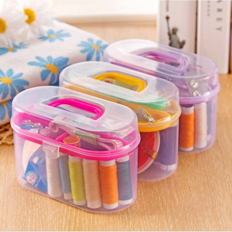 Bộ kim chỉ may vá đa năng, Bộ kim chỉ 45 món dùng trong may vá kèm hộp đựng trong suốt