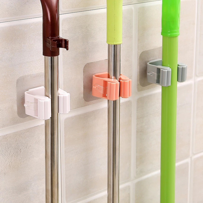 Móc Dán Tường Kẹp Giữ Cây Lau Nhà / Móc Treo Chổi, Treo Ô, Đồ Dùng -BA6123
