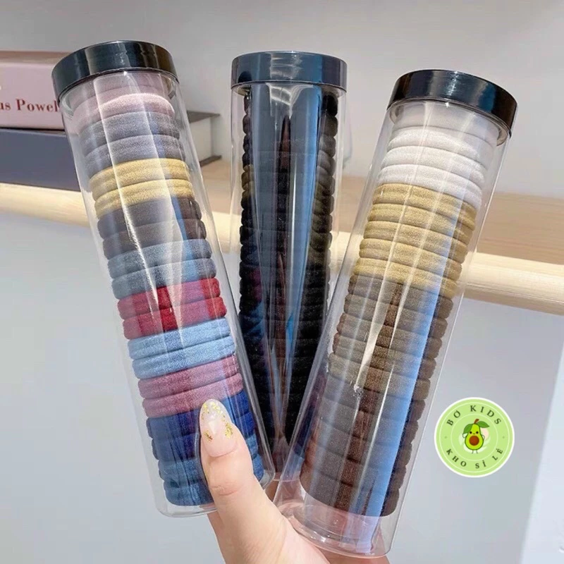 Set 20 Dây Chun Buộc Tóc Siêu Xinh Đựng Trong Hộp Ống Trong Suốt Tiện Lợi -BA522