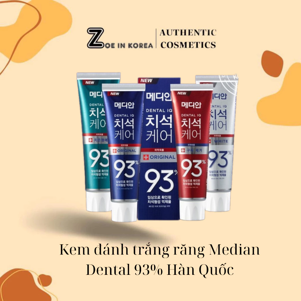 Kem Đáng Răng Giúp Trắng Răng, Giảm Ố, Loại Bỏ Mùi Hôi Median Dental IQ 93% Toothpaste 120g