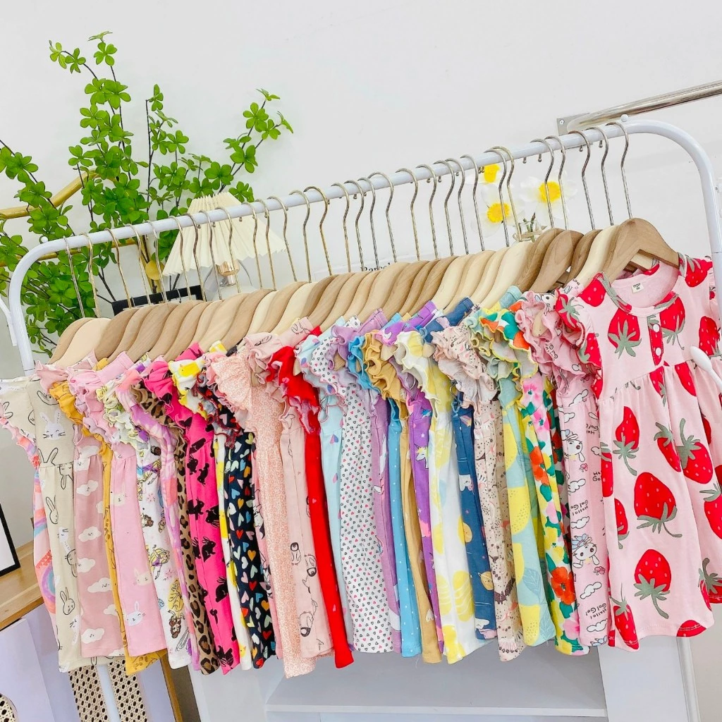 Váy đầm bé gái váy cánh tiên cotton borip dáng xoè công chúa cho bé 1 2 3 4 5 6 tuổi