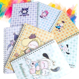 Sổ A5 lò xo Sanrio bìa kiếng, ruột nhiều hình đẹp - 80 trang có kẻ dòng