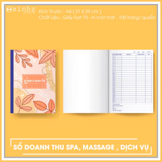 SỔ QUẢN LÝ DOANH THU - SPA - MASSAGE - DỊCH VỤ