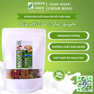 Bánh BISCOTTI 5 vị 250Gram Healthy GreenFood-Bánh Ăn Kiêng Giảm Cân Không Đường-Bánh Hạt Ngũ Cốc Giảm Cân