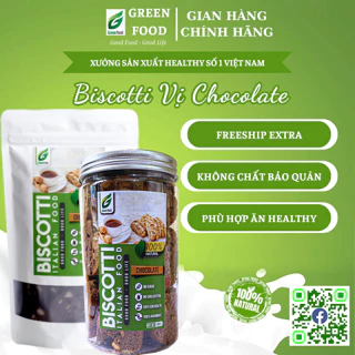 Bánh Biscotti nguyên cám vị Chocolate GreenFood, bánh ăn kiêng giảm cân, eatclean dành cho người béo, tiểu đường