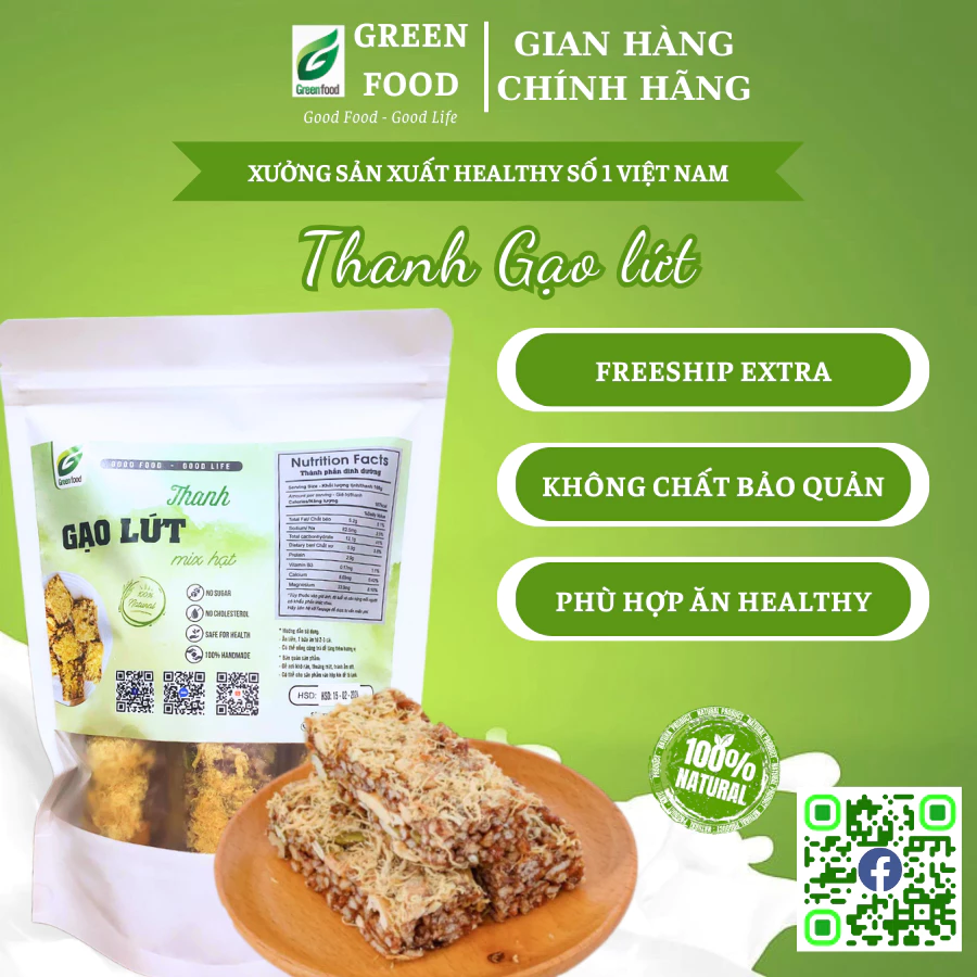 Thanh Gạo Lứt Rong Biển thương hiệu Greenfood ăn kiêng, Eatclean Healthy giảm cân