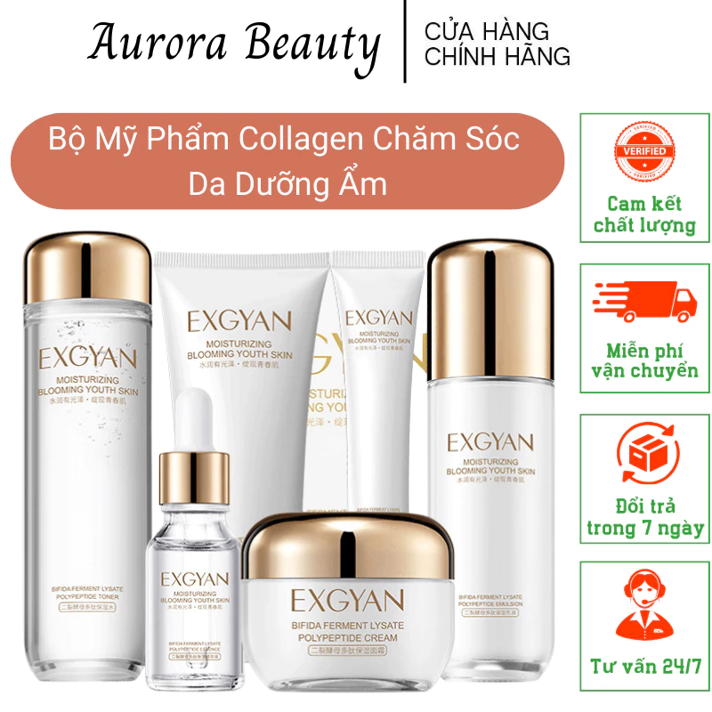 Bộ Mỹ Phẩm Collagen EXGYAN, Mỹ Phẩm Chăm Sóc Da Dưỡng Ẩm, Thu Nhỏ Lỗ Chân Lông, Làm Săn Chắc, Mềm Da