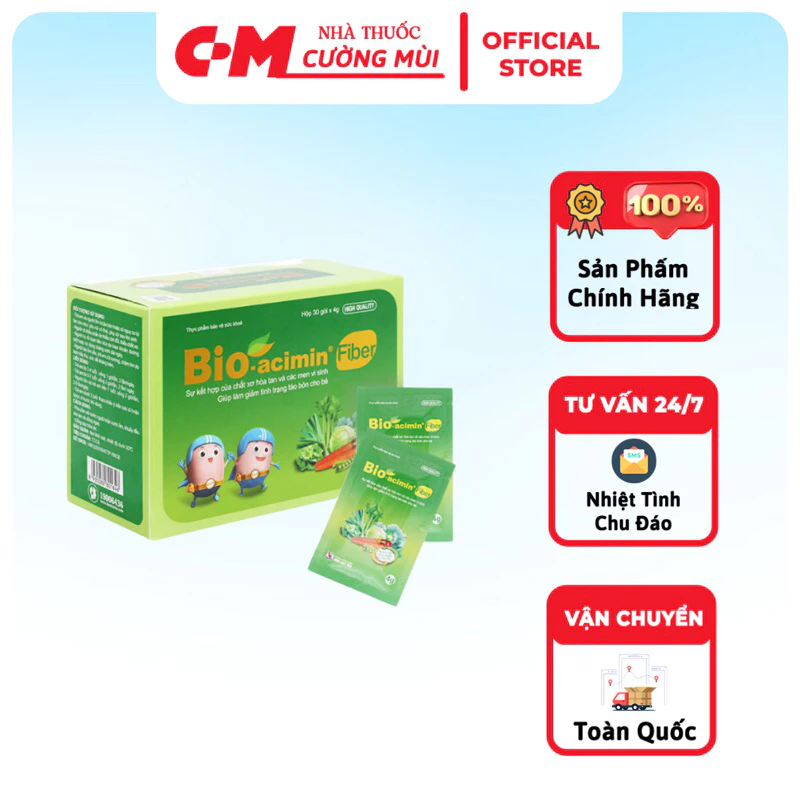 Cốm vi sinh Bio acimin Fiber bổ sung chất xơ tự nhiên cải thiện tình trạng táo bón hộp 30 gói