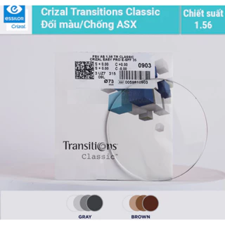 Tròng kính đổi màu khói/trà Essilor Transition Classic chính hãng Pháp