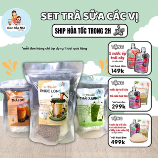 Set nguyên liệu trà sữa tự pha thơm ngon chuẩn vị Phúc Long, Thái Xanh, Thái Đỏ (30-35 ly) - GIAN BẾP NHỎ ORINO