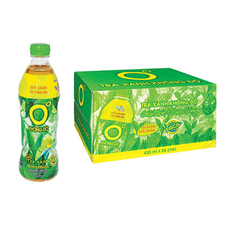 Thùng 24 Chai Trà Xanh Không Độ 455ml