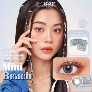 Lens cận MINI BEACH màu xám xanh blue trong veo kính áp tròng Hàn Quốc hãng DABAE