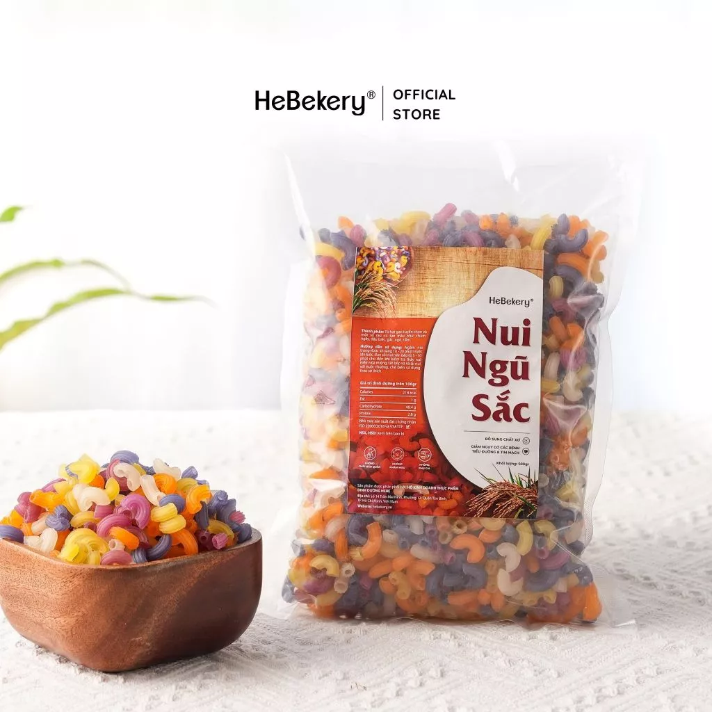 Nui Ngũ Sắc Tự Nhiên Từ Rau Củ 5 Vị - Nui Rau Củ Ngũ Sắc Ăn Kiêng Healthy HeBekery by HeBe