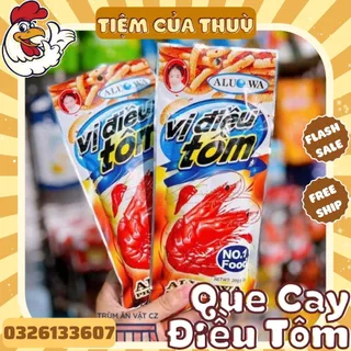 5 Gói Tăm Cay Tôm Điều Vị Cay Đặc Biệt, tăm cay cổng trường, đồ ăn vặt, Tiệm ăn vặt Thuỳ Bùi