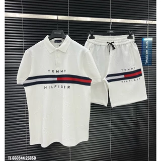 🔥Hot🔥Bộ Tommy Hilfiger vân nổi áo polo thiết kế hot trend Nam nữ New 2024