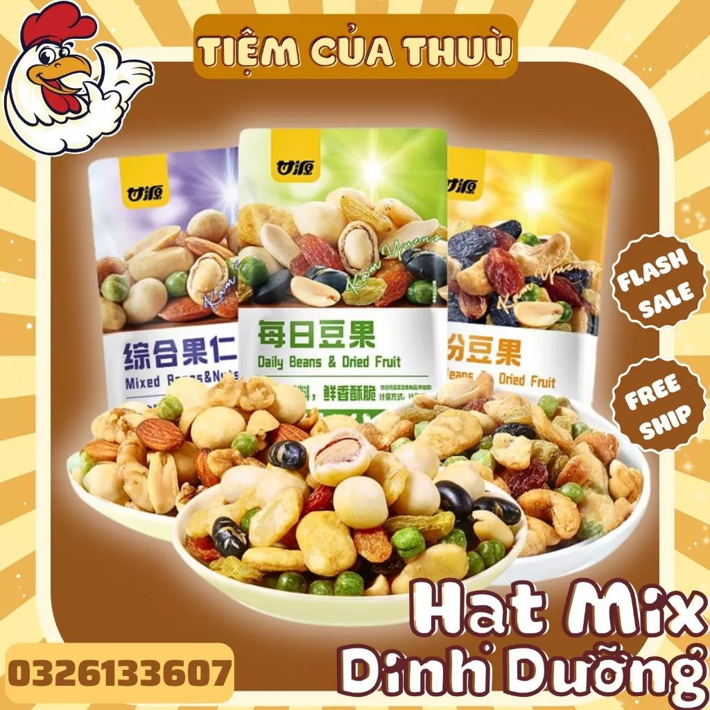 Gói Hạt Mix Dinh Dưỡng GANYUAN 30G, Hạt Dinh Dưỡng Mix Trái Cây Sấy Giòn, Hạt Ngũ Cốc Sấy Khô Tẩm Vị Nội Địa