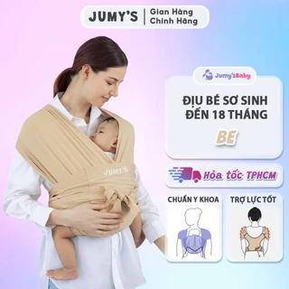 Địu vải trợ lực JUMY (0-24 tháng), địu em bé bằng cotton nhiều tư thế cho bé,tiện lợi dễ mang,dễ giặt -Màu Be