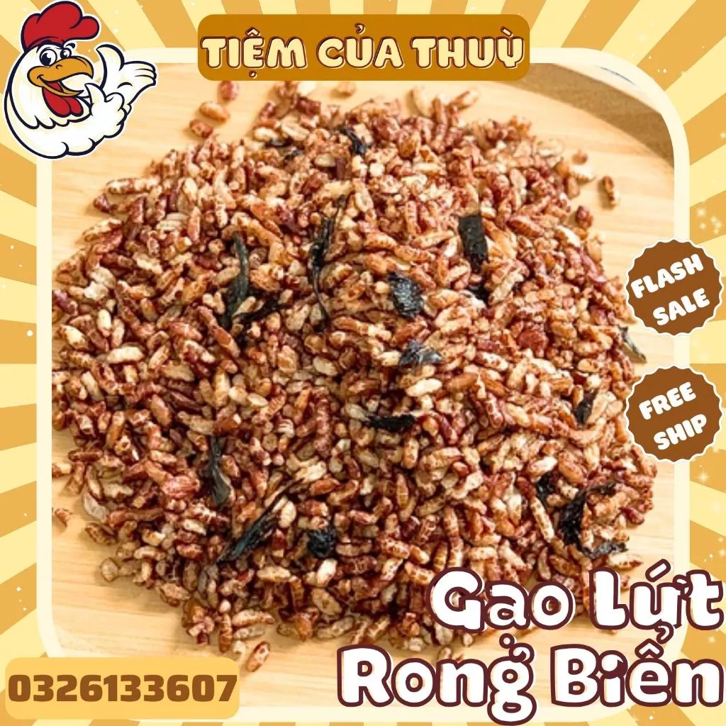 500G Gạo Lứt Sấy Rong BIển Hỗ Trợ Ăn Kiêng Healthy, Gạo Lứt Rong Biển Ăn Kiêng, Tiệm ăn vặt Thuỳ Bùi