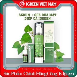 (6) COMBO TOÀN DIỆN CHO DA HẾT MỤN, THÂM - COMBO SERUM SỮA RỬA MẶT DIẾP CÁ IGREEN