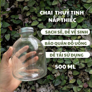 CHAI THUỶ TINH BẦU TRÒN NẮP THIẾC CHỐNG TRÀN 500ML