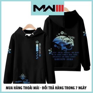 Áo Khoác Hoodie Tay Dài Dáng Rộng In Họa Tiết Genshin Va Kamisato Ayaka 3D Thời Trang Unisex