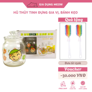 Bộ 02 hũ đựng gia vị thủy tinh có nắp 500ml