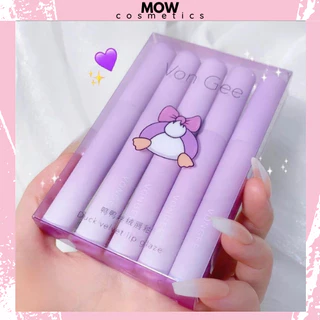 Bộ 5 Son Kem Lì Vịt Tím Môi Màu Nhung Lì Không Phai MOW Cosmetics SM09