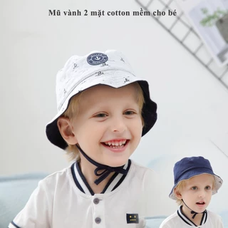 Mũ vành cho bé trai , Mũ 2 mặt cotton mềm Miller màu họa tiết thuyền thêu sailing club mỏ neo size từ 6 tháng đến 5 tuổi