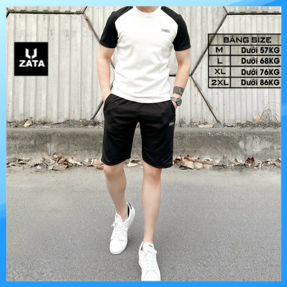 Bộ Thể Thao Nam Cổ Tròn Tay Phối Cá Tính Năng Động Chất Tổ Ong, Bộ Đồ Nam Mặc Nhà - ZATA BttnPhoitay