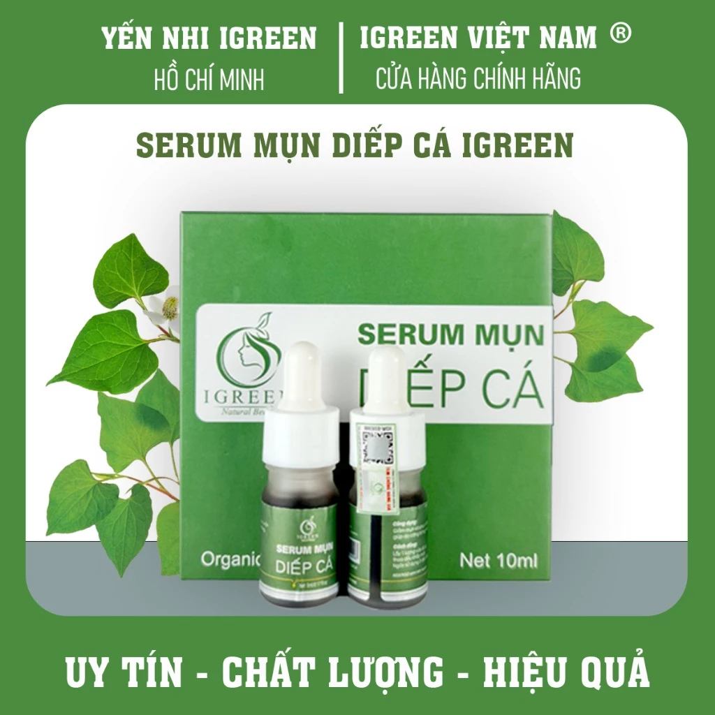 Serum diếp cá igreen sạch mụn ẩn, bọc, mủ, giảm thâm, giúp se khít lỗ chân lông, da dầu, phù hợp da nhạy cảm, mẹ bầu, bé