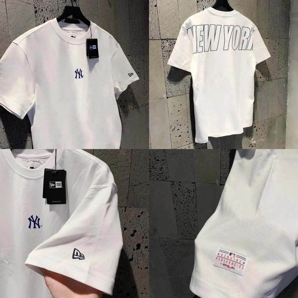 Áo Thun MLB, Áo Phông Nam Nữ NY Basic Form Rộng Unisex Vải Nỉ Cotton