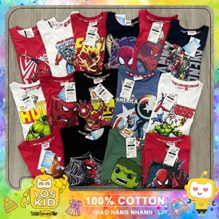 Áo phông cộc tay Marvel dư xịn cho bé trai siêu đẹp size từ 14-40 cân