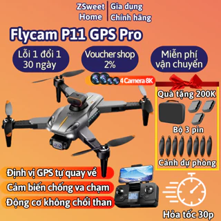 Flycam, Drone P11 GPS tích hợp camera kép 8K quay chụp siêu nét, máy bay điều khiển từ xa động cơ không chổi than giá rẻ