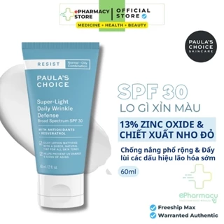 Kem chống nắng có màu Paula's Choice Resist Super-Light Wrinkle Defense SPF 30 60ml (tranmai)