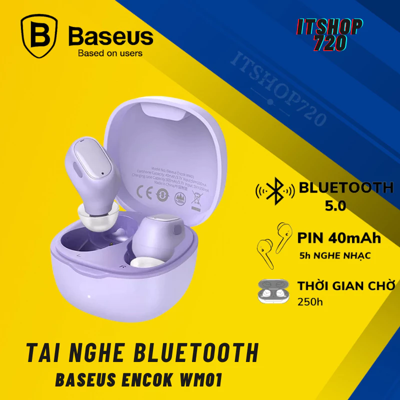 Tai Nghe Bluetooth Không Dây Baseus WM01 TWS Chống Ồn Bluetooth 5.0 Công Nghệ Chống Tiếng Ồn Mới Nhất
