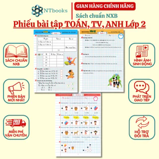 Sách - Combo Phiếu Bài Tập Cuối Tuần Môn Toán - Tiếng Việt - Tiếng Anh Lớp 2