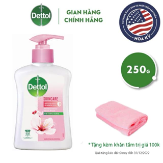 Nước rửa tay Dettol kháng khuẩn dưỡng da bảo vệ bạn khỏi 99% vi khuẩn 250g (TẶNG KÈM KHĂN TAY)