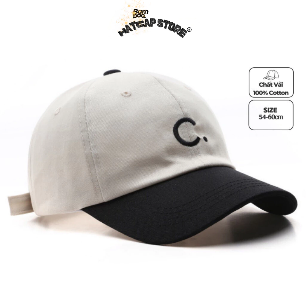 Mũ lưỡi trai hàng xuất dư HATCAP STORE Unisex thêu chữ C chất vải Cotton cao cấp,Nón lưỡi trai thời trang Hàn CAP14