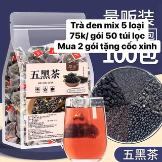 50 GÓI TRÀ ĐEN NGŨ HẮC MIX 5 LOẠI GIẢM RỤNG VÀ GIUP ĐEN TÓC