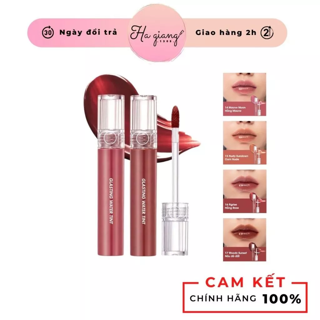 [Màu 01-17] Son tint bóng siêu lì Romand Glasting Water Tint